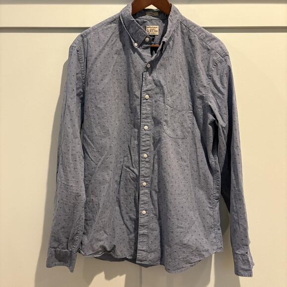 J Crew Shirt Mens Large Blue Slim Fit Secret Wash Stretch Button Down Casual - Picture 1 of 10